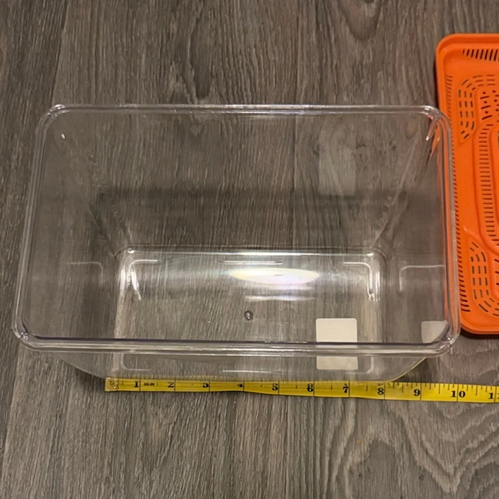 Clear Plastic Critter Carrier with Orange Ventilated Lid